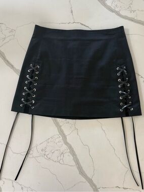 Helmut Lang Lace Up Black Skirt small